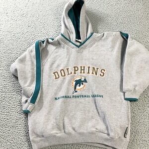Lee Sport Miami Dolphins Sweater Hoodie Mens Medium Gray Teal Pullover‎ Fleece